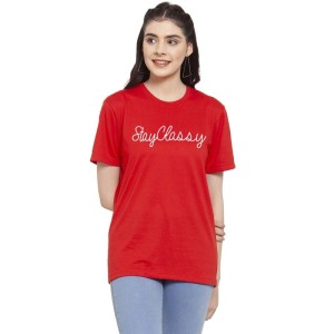 Women's Cotton Blend Stay Classy Printed T-Shirt