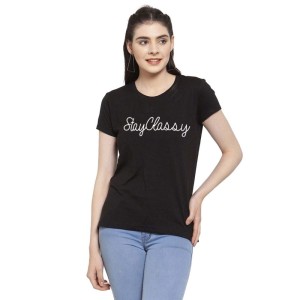 Women's Cotton Blend Stay Classy Printed T-Shirt