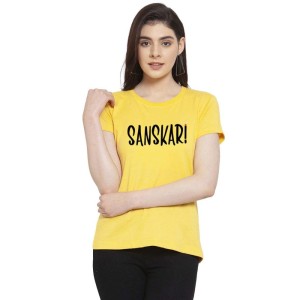 Women's Cotton Blend Sanskari Printed T-Shirt