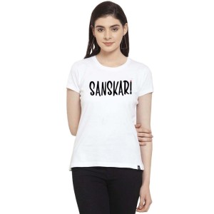 Women's Cotton Blend Sanskari Printed T-Shirt