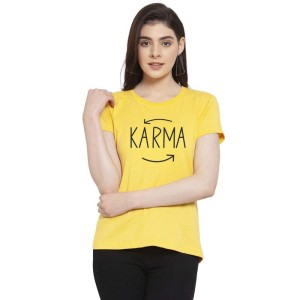 Women's Cotton Blend Karma Printed T-Shirt