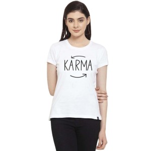 Women's Cotton Blend Karma Printed T-Shirt