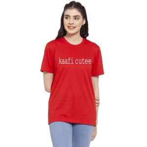 Women's Cotton Blend Kaafi Cutee Printed T-Shirt