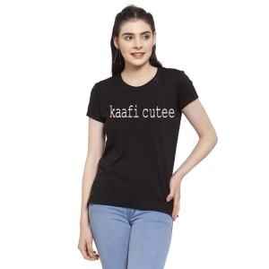 Women's Cotton Blend Kaafi Cutee Printed T-Shirt