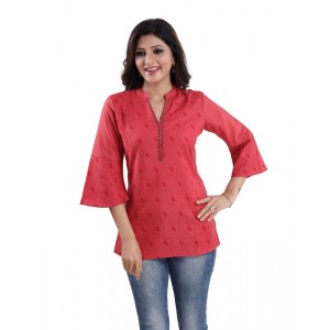 Women's 3/4th Sleeve Polyester Blend Tunic Short Top