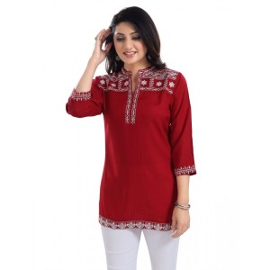 Women's 3/4th Sleeve Viscose Tunic Short Top