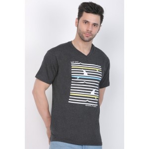 Men's Cotton Jersey V Neck Printed Tshirt