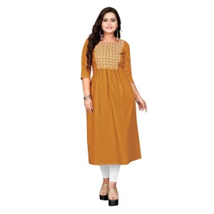 Women's Cotton Embroidery Straight Kurti