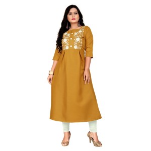 Women's Cotton Embroidery Straight Kurti