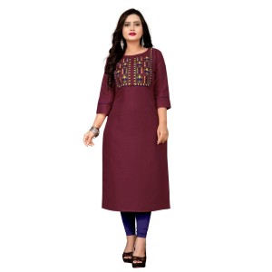 Women's Cotton Embroidery Straight Kurti