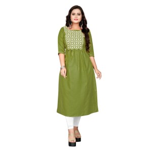 Women's Cotton Embroidery Straight Kurti