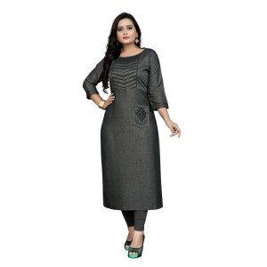 Women's Cotton Embroidery Straight Kurti