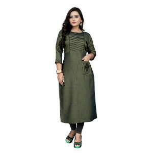 Women's Cotton Embroidery Straight Kurti