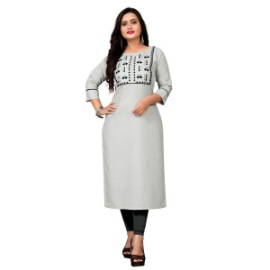 Women's Cotton Embroidery Straight Kurti