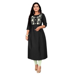 Women's Cotton Embroidery Straight Kurti