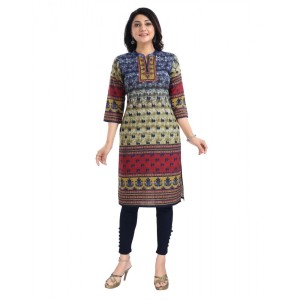 Women's 3/4th Sleeve Cotton Blend Tunic Long Kurti