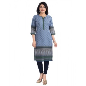 Women's 3/4th Sleeve Cotton Blend Tunic Long Kurti