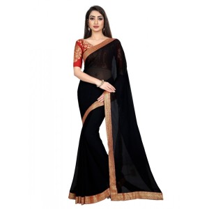 Women's Chiifon, Jacquard Blouse Saree