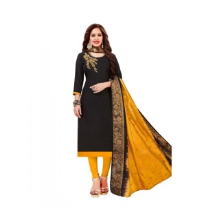 Women's Slub Cotton Unstitched Salwar-Suit Material With Dupatta